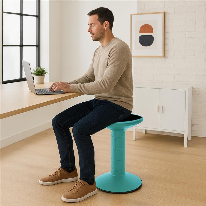 Storex Wiggle Stool â€“ Active Flexible Seating for Classroom and Home Study, Adjustable 12-18 Inch Height, Teal (00306U01C) - Image 2